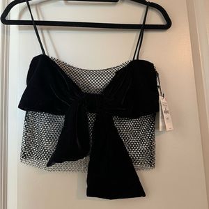 ZARA VELVET BOW RHINESTONE TOP